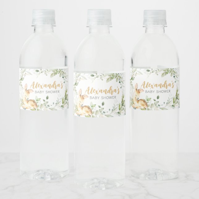 Étiquette Pour Bouteilles D'eau Baby shower de cerfs verdoyants (Bouteilles)