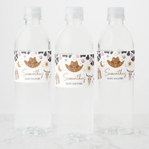 Étiquette Pour Bouteilles D'eau Baby shower de cowgirl occidentale rose