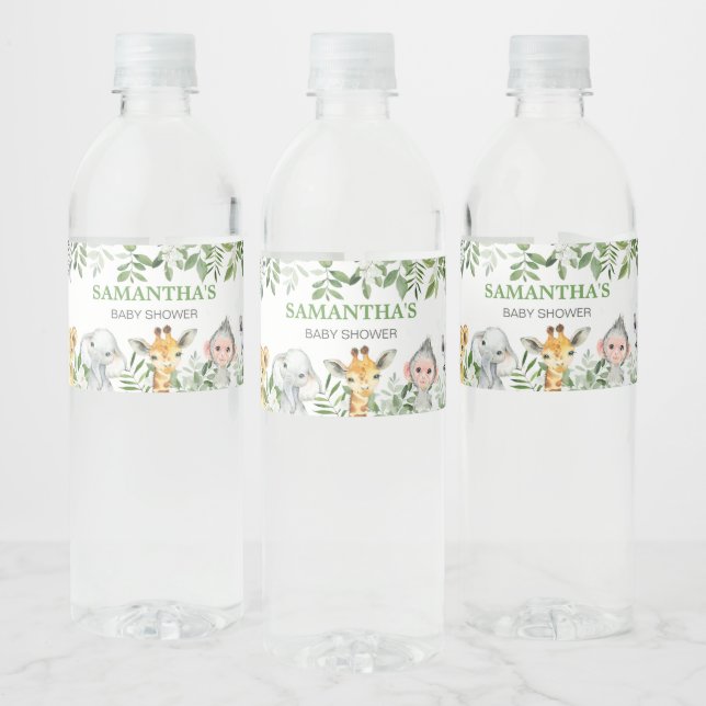 Étiquette Pour Bouteilles D'eau Baby shower de la jungle (Bouteilles)