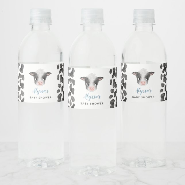 Étiquette Pour Bouteilles D'eau Baby shower de la vache (Bouteilles)