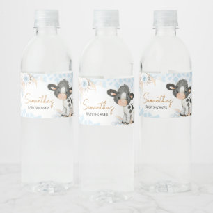 Étiquette Pour Bouteilles D'eau Baby shower de la vache bleue