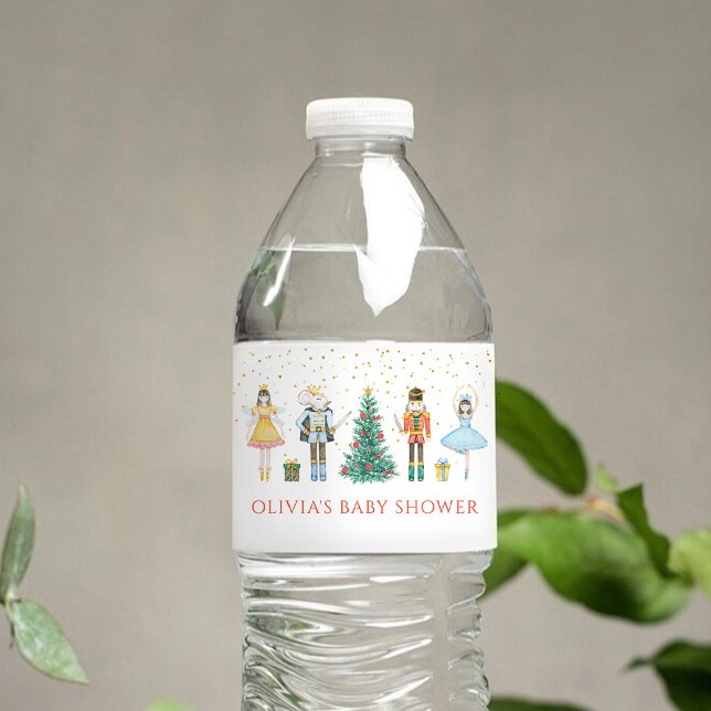 Étiquette Pour Bouteilles D'eau Baby shower de Noël Nutcracker (Créateur téléchargé)