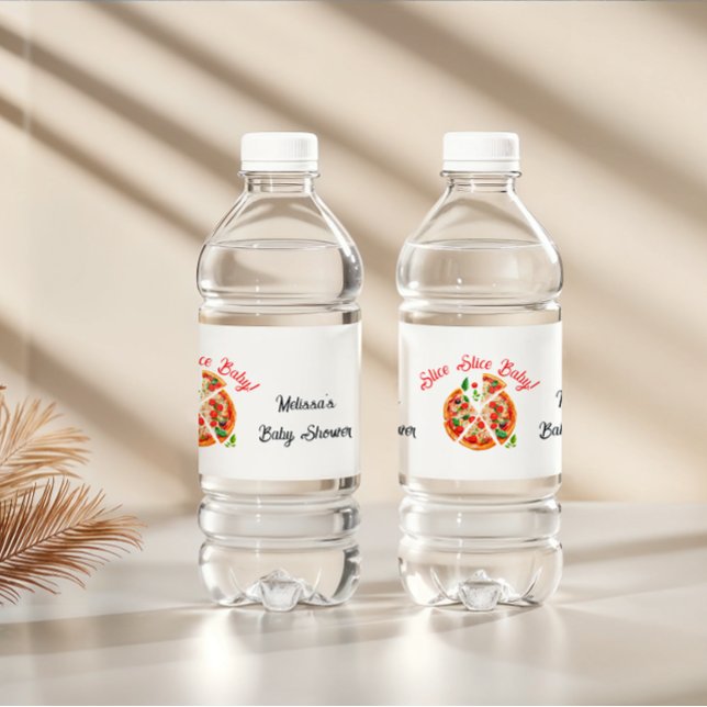 Étiquette Pour Bouteilles D'eau Baby shower de tranche de pizza italienne moderne (Créateur téléchargé)