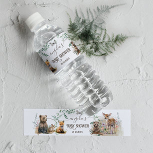 Étiquette Pour Bouteilles D'eau Baby shower de verdure des animaux des bois