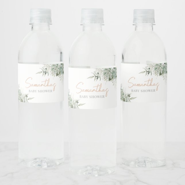 Étiquette Pour Bouteilles D'eau Baby shower de verdure Succulents (Bouteilles)