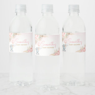Étiquette Pour Bouteilles D'eau Baby shower d'éléphant rose à ballon