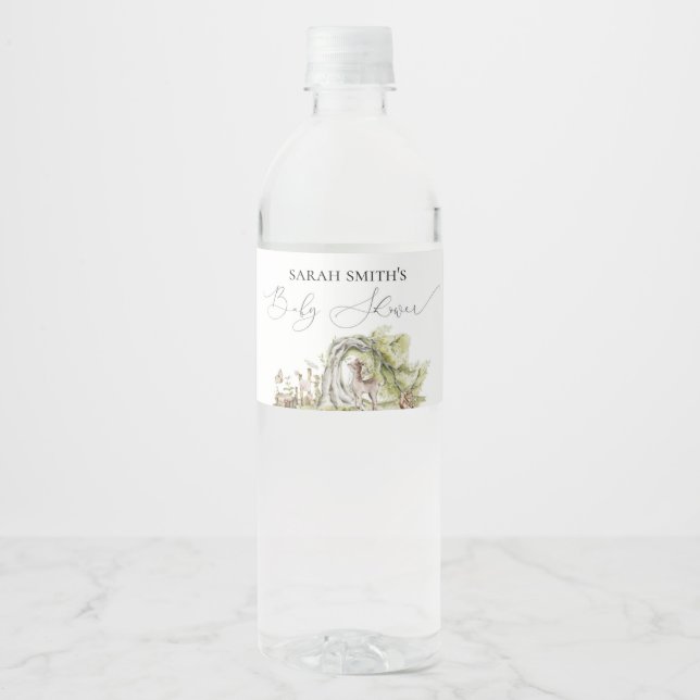 Étiquette Pour Bouteilles D'eau Baby shower des animaux forestiers (Devant)