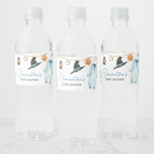 Étiquette Pour Bouteilles D'eau Baby shower d'Halloween Little Boo Bleu