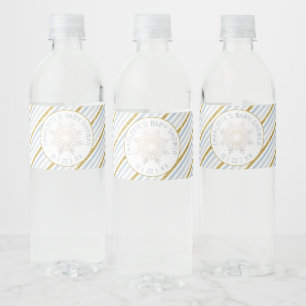 Étiquette Pour Bouteilles D'eau Baby shower d'hiver Dusty Blue Snowflake