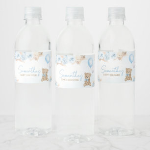 Étiquette Pour Bouteilles D'eau Baby shower d'ours bleu d'attente