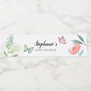 Étiquette Pour Bouteilles D'eau Baby shower doux de jardin de papillon