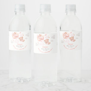 Étiquette Pour Bouteilles D'eau Baby shower fille ours en peluche