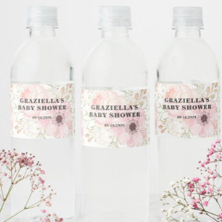 Étiquette Pour Bouteilles D'eau Baby-Shower Fleur Rose