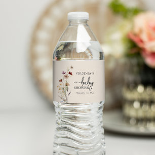 Étiquette Pour Bouteilles D'eau Baby shower Fleur sauvage Boho