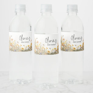 Étiquette Pour Bouteilles D'eau Baby shower Fleur sauvage de maman à Bee