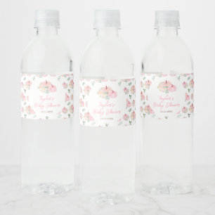 Étiquette Pour Bouteilles D'eau Baby Shower Fleurs aux Citrouilles Roses