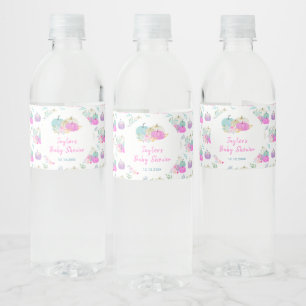 Étiquette Pour Bouteilles D'eau Baby Shower Fleurs Pastel Pompes