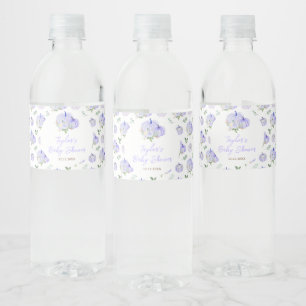Étiquette Pour Bouteilles D'eau Baby shower Floral Citrouille violet