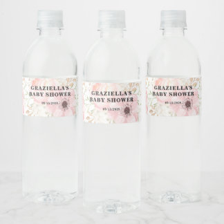Étiquette Pour Bouteilles D'eau Baby Shower Floral Rose
