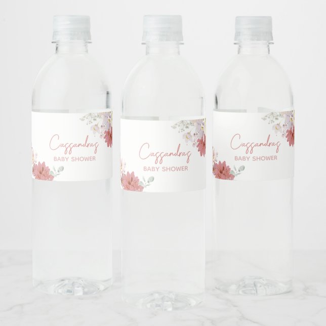 Étiquette Pour Bouteilles D'eau Baby shower Florals Baby Bloom (Bouteilles)