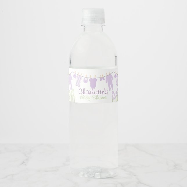 Étiquette Pour Bouteilles D'eau Baby shower Lavender Little Cloches (Devant)