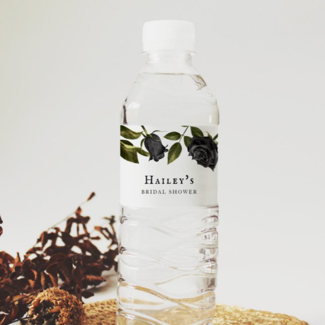 Étiquette Pour Bouteilles D'eau Baby Shower Mariage Floral Gothique Blanc (Créateur téléchargé)