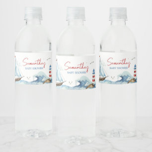 Étiquette Pour Bouteilles D'eau Baby Shower Marin Bleu Rouge 
