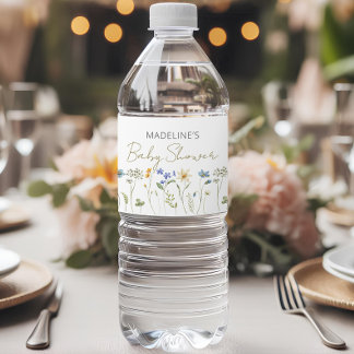 Étiquette Pour Bouteilles D'eau Baby shower neutre fleur sauvage
