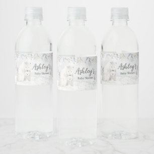 Étiquette Pour Bouteilles D'eau Baby Shower Ours polaires d'hiver 