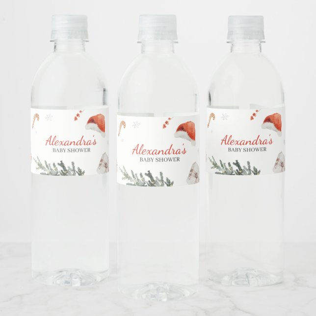 Étiquette Pour Bouteilles D'eau Baby shower père Noël (Bouteilles)