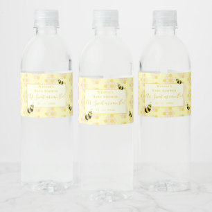 Étiquette Pour Bouteilles D'eau Baby shower personnalisé Pastel Yellow Bumble