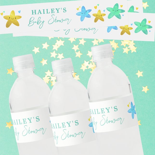 Étiquette Pour Bouteilles D'eau Baby shower personnalisé Twinkle Little Star (Créateur téléchargé)