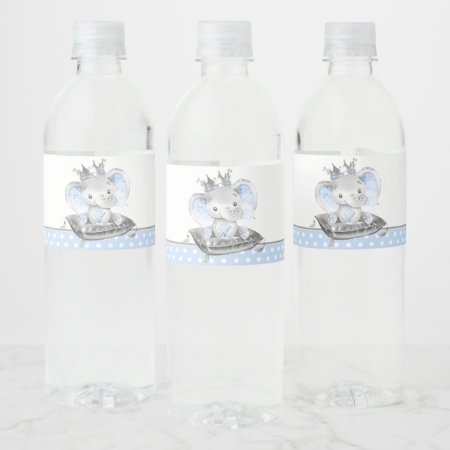 Étiquette Pour Bouteilles D'eau Baby shower Prince Eléphant (Bouteilles)