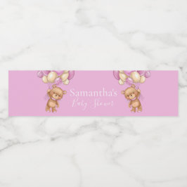 Étiquette Pour Bouteilles D'eau Baby shower rose Teddy Bear