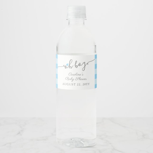 Étiquette Pour Bouteilles D'eau Baby shower simple Blue Heart Boy (Devant)