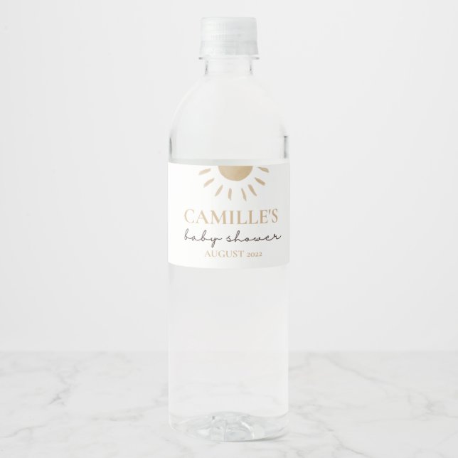 Étiquette Pour Bouteilles D'eau Baby shower solaire (Devant)