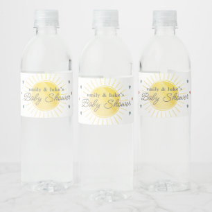 Étiquette Pour Bouteilles D'eau Baby shower solaire Aquarelle neutre pour le genre