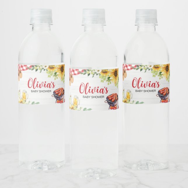 Étiquette Pour Bouteilles D'eau Baby shower Sunflower BBQ (Bouteilles)