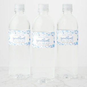 Étiquette Pour Bouteilles D'eau Baby shower Valentine Blue Little Sweetheart