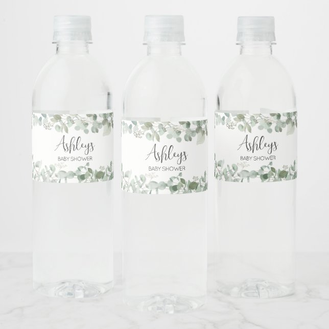 Étiquette Pour Bouteilles D'eau Baby shower vert Eucalyptus (Bouteilles)