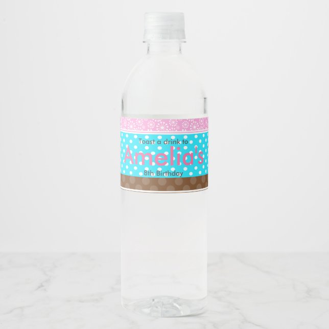 Étiquette Pour Bouteilles D'eau Baking Bear Anniversaire (Devant)