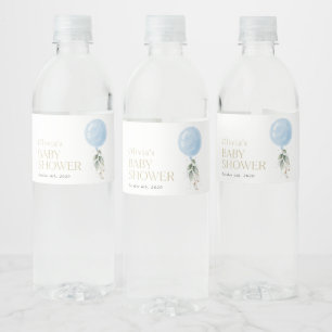 Étiquette Pour Bouteilles D'eau Balcon Bleu, Eucalyptus, Verdure, Baby shower