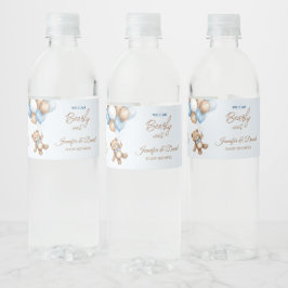 Étiquette Pour Bouteilles D'eau Ballons Baby shower Ours Bleu Teddy