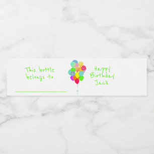 Étiquette Pour Bouteilles D'eau Ballons colorés Personnalisés