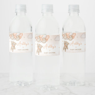 Étiquette Pour Bouteilles D'eau Ballons Ours Orange Baby Shower