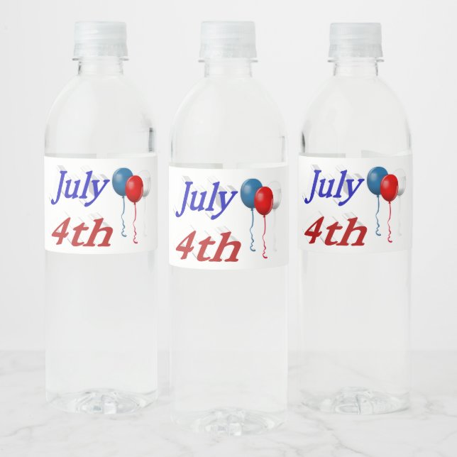Étiquette Pour Bouteilles D'eau Balloons du 4 juillet (Bouteilles)