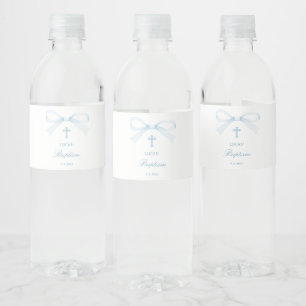 Étiquette Pour Bouteilles D'eau Baptême à l'arc bleu aquarelle