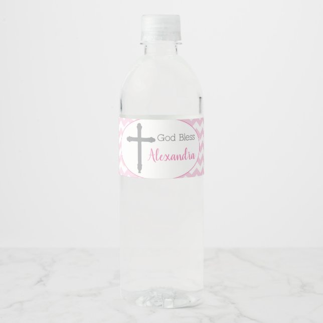 Étiquette Pour Bouteilles D'eau Baptême, Dédication, Enveloppement D'Une Bouteille (Devant)