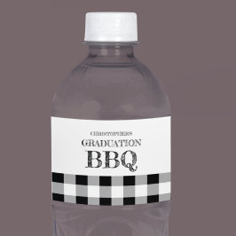 Étiquette Pour Bouteilles D'eau Barbecue de fin d'études à carreaux