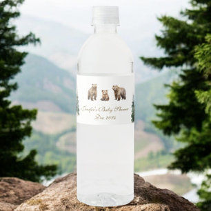 Étiquette Pour Bouteilles D'eau Bear Adventure Snowy Mountains Baby shower